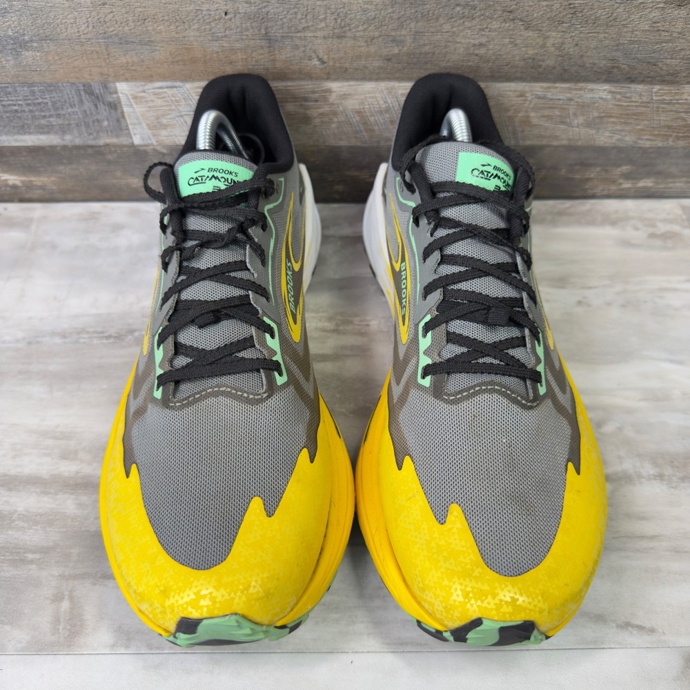 Brooks Catamount 3 Mens Size 11.5 Trail Running Shoes 1104161D333 Gray Yellow - Picture 4 of 8